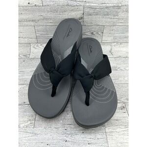 Clarks‎ Cloudsteppers Arla Glison Women 9M Black Grey Thong Sandals 261249054065